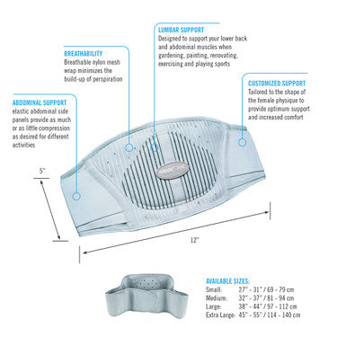 Female Back Belt With Built-In Lumbar Support Small/Medium