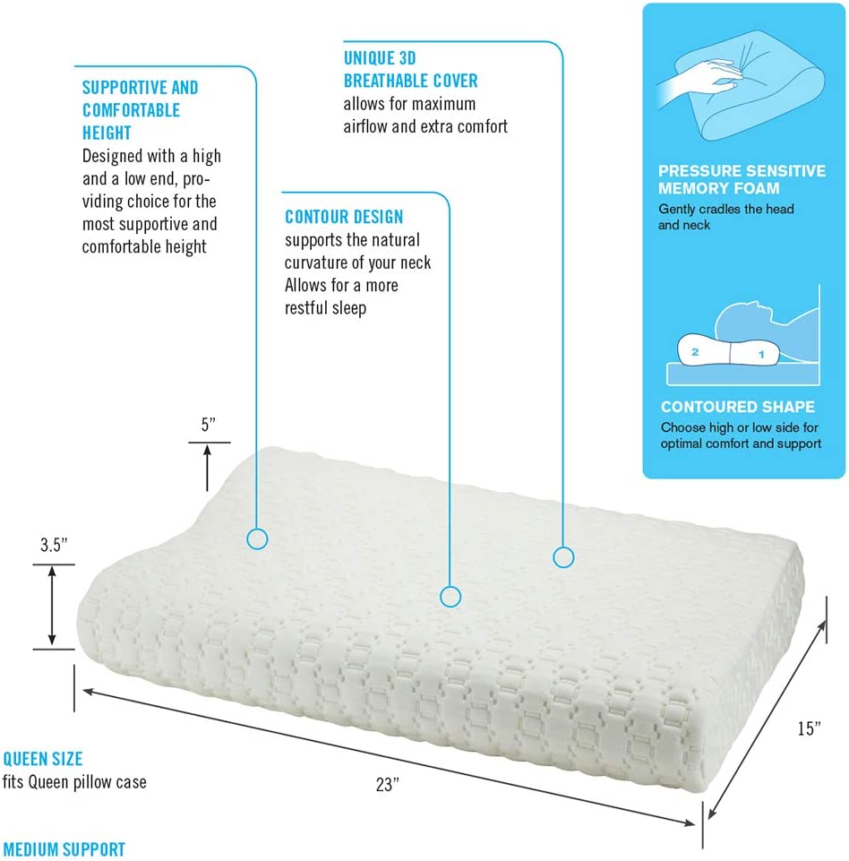 Contour Cervical Pillow | With Height adjusment Options for Optimal Sleep Neck Support