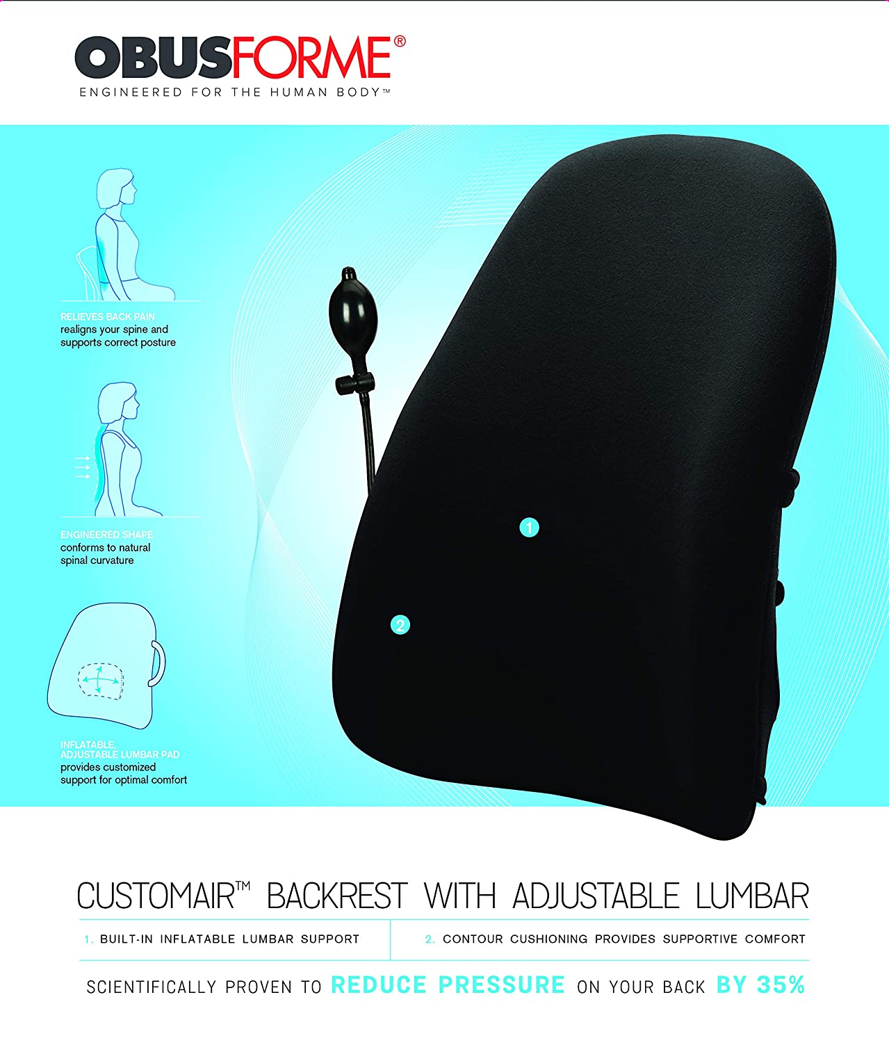 ObusForme CustomAIR Backrest with Adjustable Lumbar