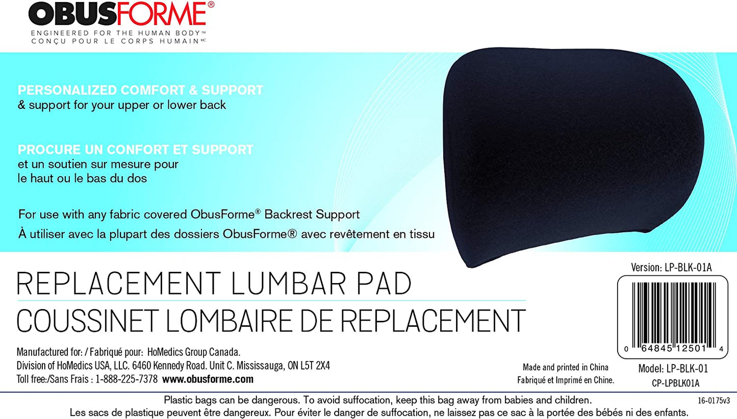 ObusForme Lumbar Support Pad Replacement for LowBack, Highback and Wideback Backrest Cushions