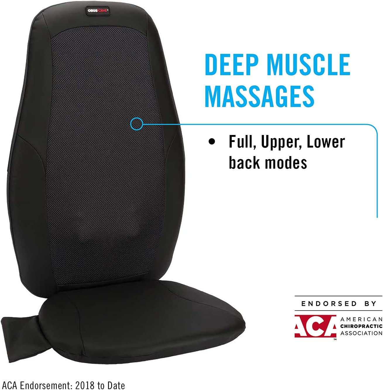 ObusForme Kneading Shiatsu Back Massager with Heat | 3 Massage Zones - Upper, Lower or Full Back